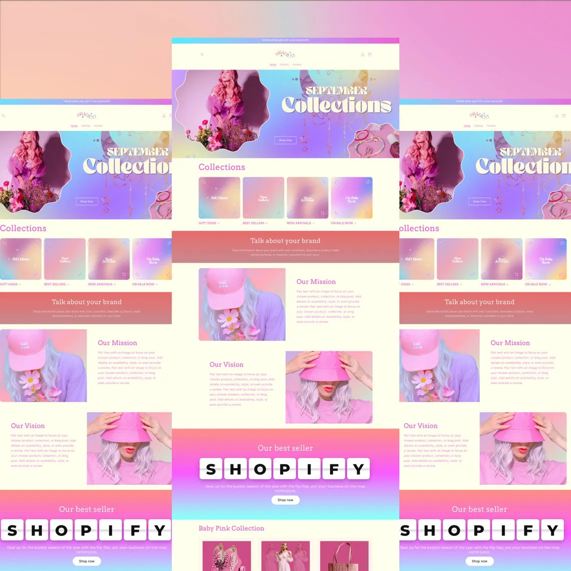 Gradient theme Boutique Shopify Theme | gradient Shopify Template | patel, Minimal & Cute Design | Editable Canva Templates | Shopify OS 2.0