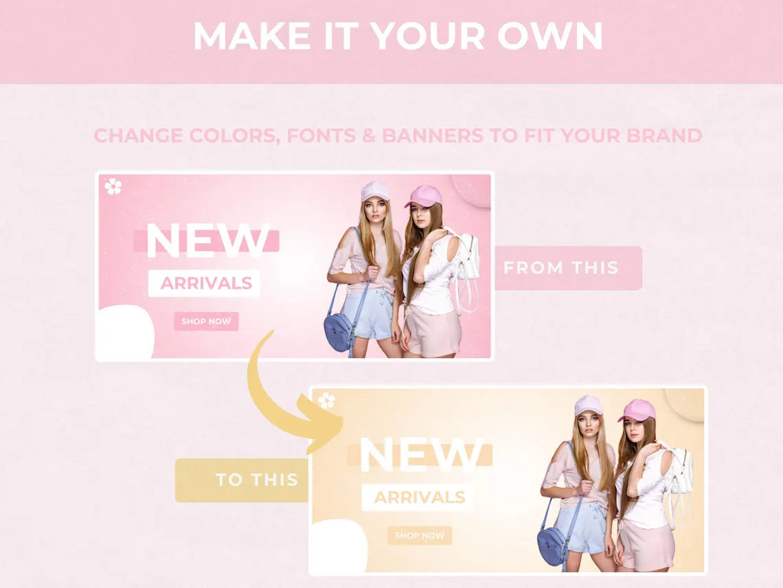 Pink Shopify Theme | Boutique Fashion Store Website Template | OS 2.0 | Editable Canva Templates