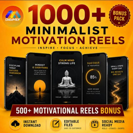 1000+ Minimalist Motivational Reels | PLR MRR Animated Videos (Digital Download)
