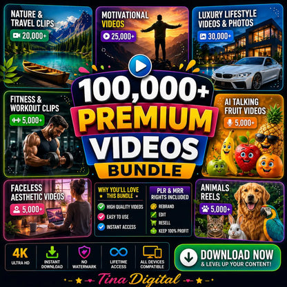 100,000+ Video Bundle, PLR MRR Reels