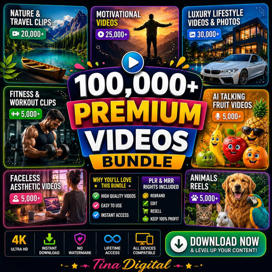 100,000+ Video Bundle, PLR MRR Reels