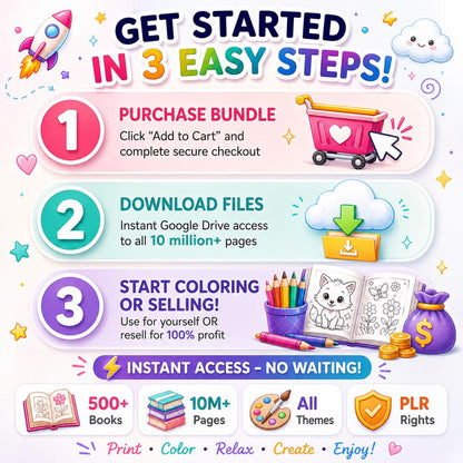 10,000,000+ Coloring Pages Bundle Plr Mrr  100,000+ Coloring Books Pdf Png Svg Ai  Kids & Adults