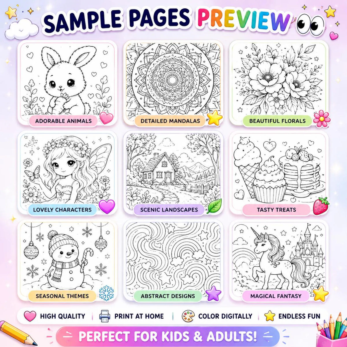 10,000,000+ Coloring Pages Bundle Plr Mrr  100,000+ Coloring Books Pdf Png Svg Ai  Kids & Adults
