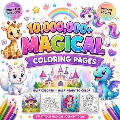 10,000,000+ Coloring Pages Bundle Plr Mrr  100,000+ Coloring Books Pdf Png Svg Ai  Kids & Adults
