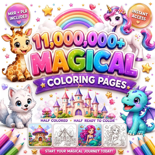 11 million Kids Coloring Pages Bundle Printable Worksheets Homeschool Learning Games PLR MRR Commercial Use Digital Download