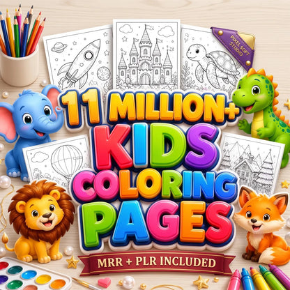 11 million Kids Coloring Pages Bundle Printable Worksheets Homeschool Learning Games PLR MRR Commercial Use Digital Download