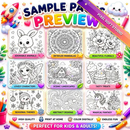 11 million Kids Coloring Pages Bundle Printable Worksheets Homeschool Learning Games PLR MRR Commercial Use Digital Download