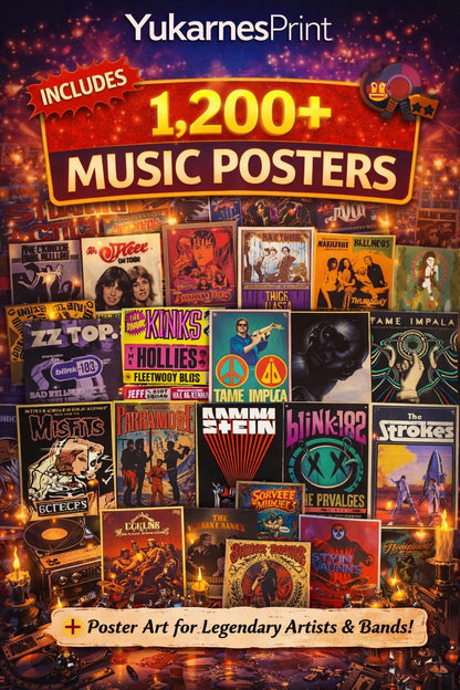 1200+ Vintage Music Poster Bundle , Retro Rock Bands, Classic Concert Posters, Iconic Album Art Digital Download, Printable Wall Art,