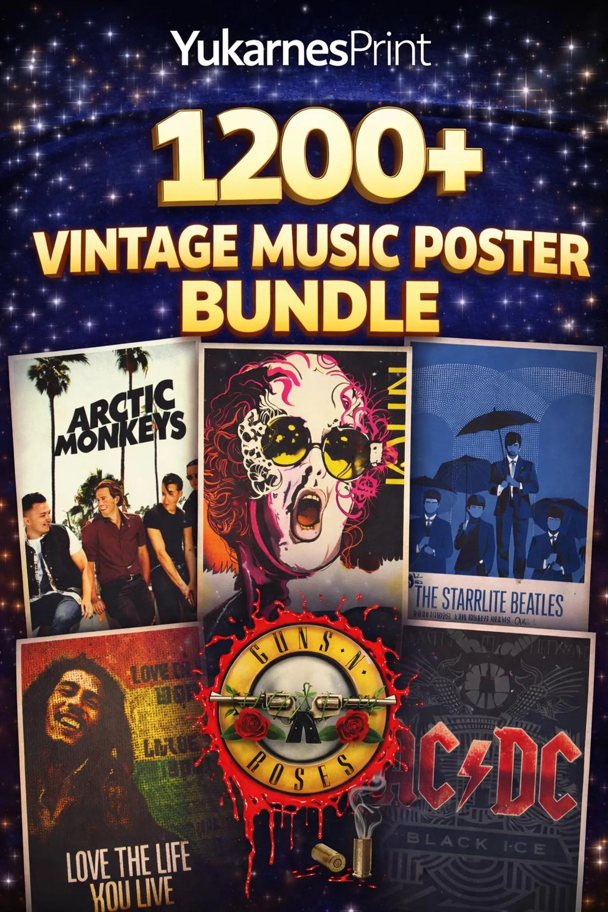1200+ Vintage Music Poster Bundle , Retro Rock Bands, Classic Concert Posters, Iconic Album Art Digital Download, Printable Wall Art,