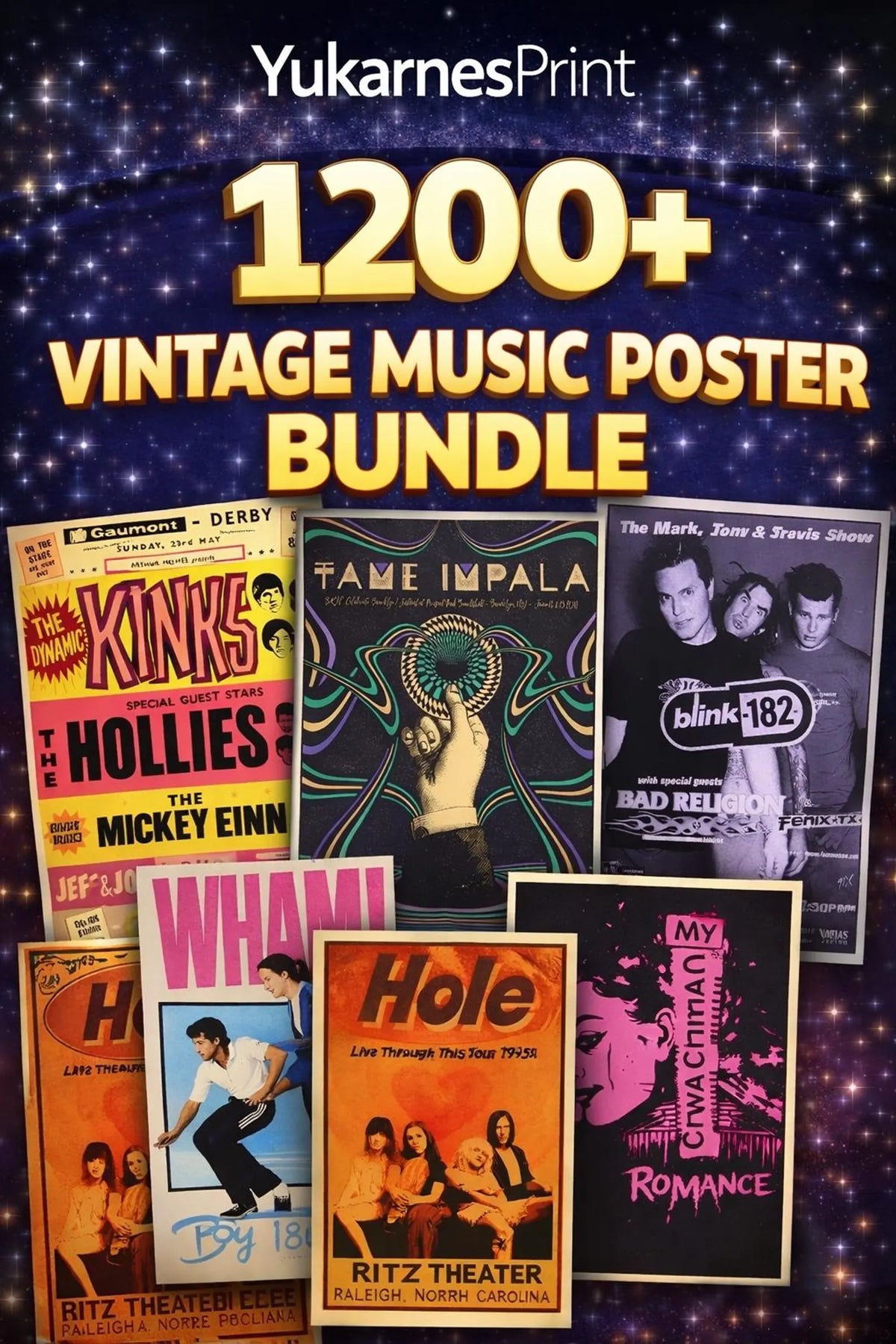 1200+ Vintage Music Poster Bundle , Retro Rock Bands, Classic Concert Posters, Iconic Album Art Digital Download, Printable Wall Art,