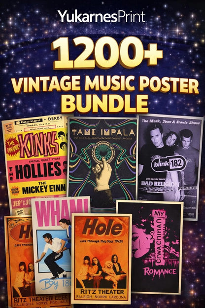 1200+ Vintage Music Poster Bundle , Retro Rock Bands, Classic Concert Posters, Iconic Album Art Digital Download, Printable Wall Art,