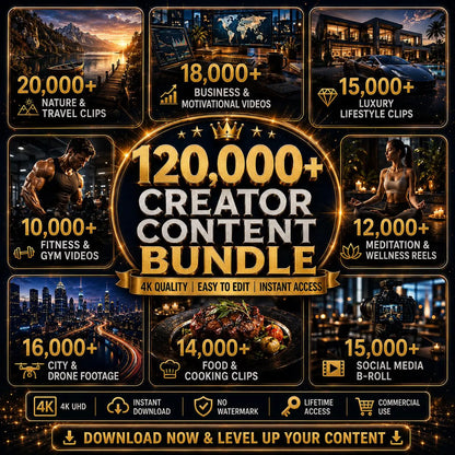 120,000+ Premium Video Clips Bundle | 4K Stock Footage, Reels, B-Roll, TikTok Instagram YouTube Content
