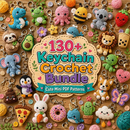 130+ Crochet Keychain Patterns Bundle, Amigurumi Mini PDF (Digital Download)