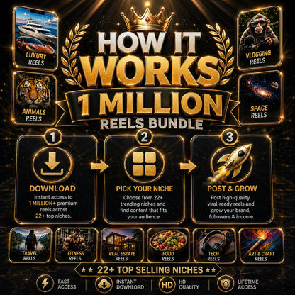 1 Million Reels Bundle | Faceless Reels, Viral Reels Bundle | Social Media Content Bundle, Instagram Reels, TikTok Videos