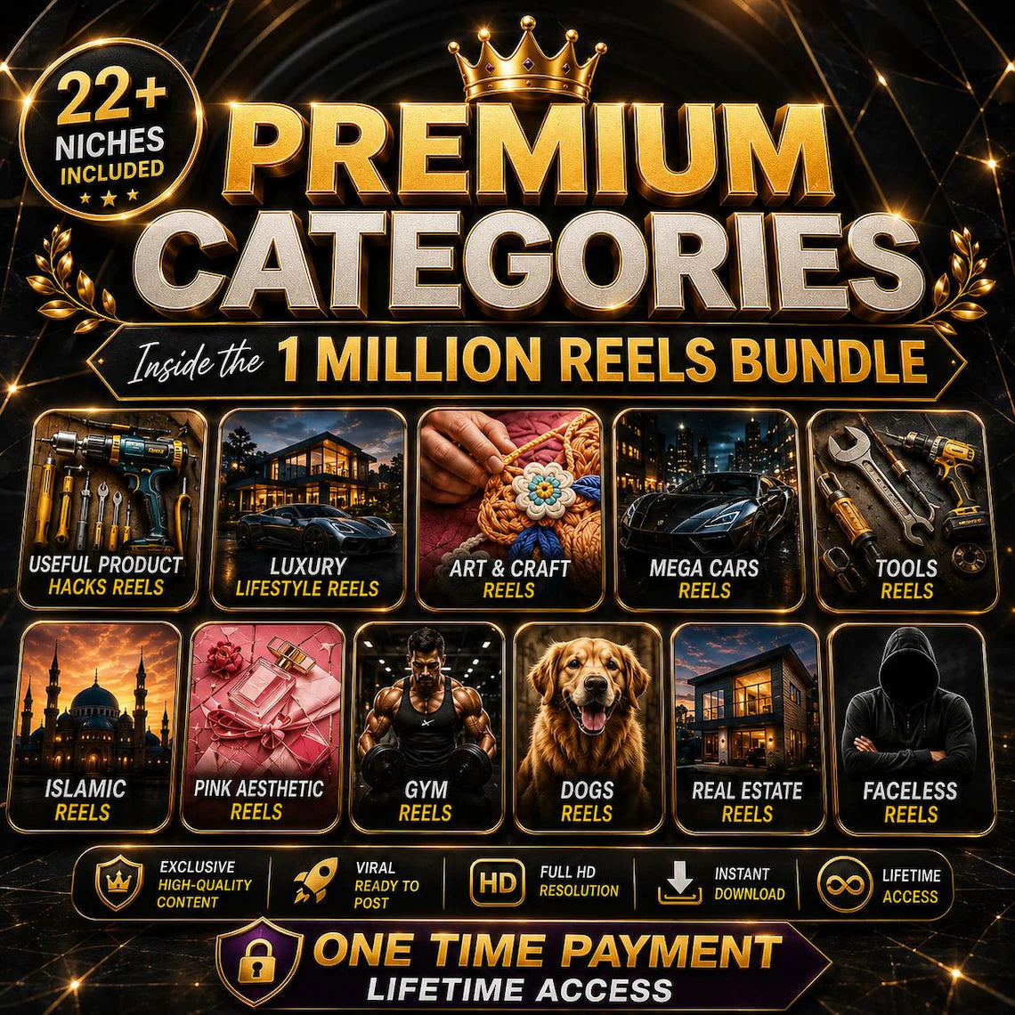 1 Million Reels Bundle | Faceless Reels, Viral Reels Bundle | Social Media Content Bundle, Instagram Reels, TikTok Videos