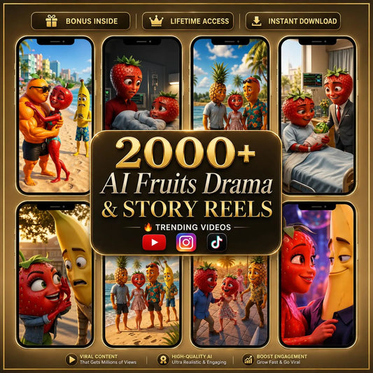 2000+ AI Talking Fruit Videos Bundle | Romance, Drama & Family Story Reels | Viral Content for TikTok and Instagram | Fruit Love Fruit Islan