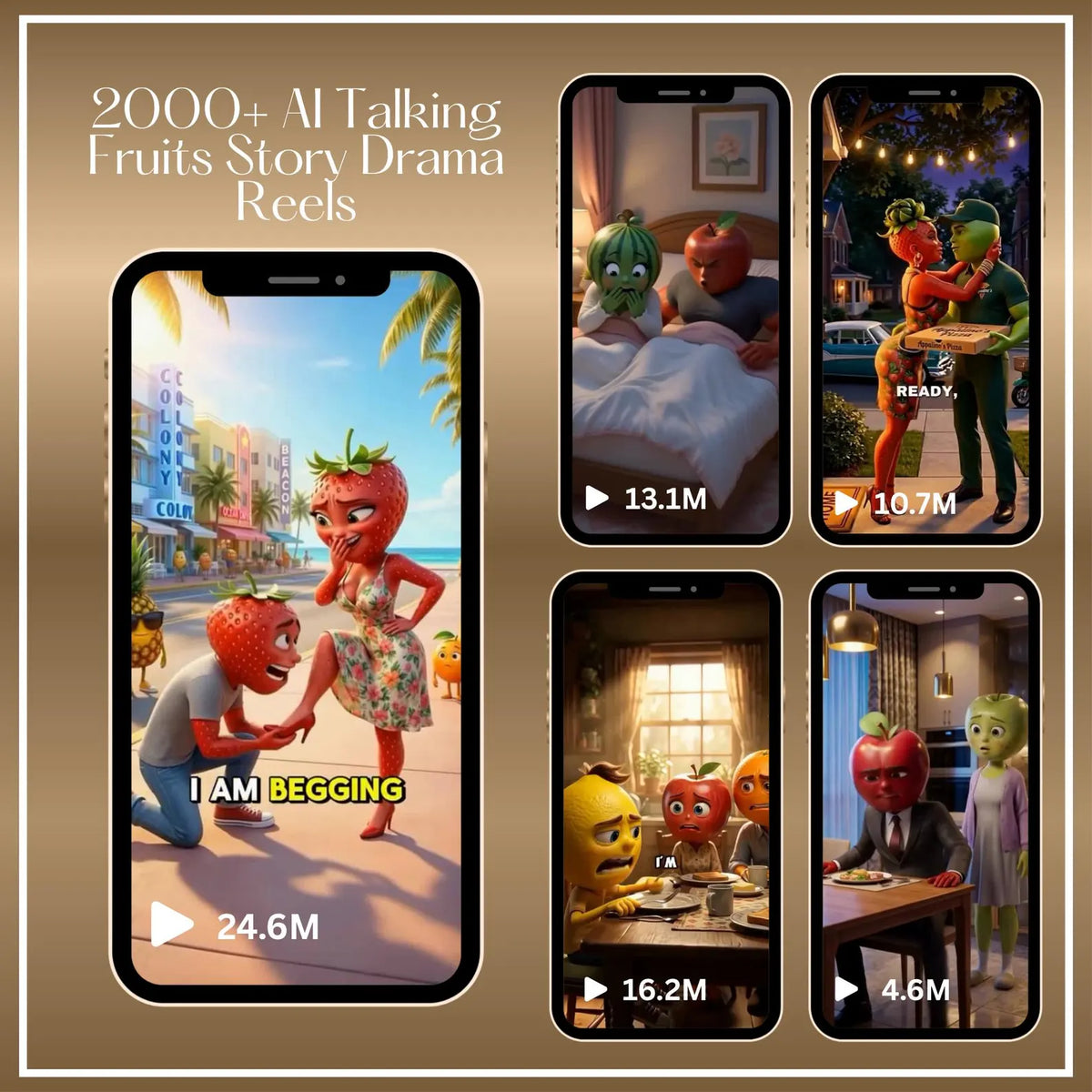2000+ AI Talking Fruit Videos Bundle | Romance, Drama & Family Story Reels | Viral Content for TikTok and Instagram | Fruit Love Fruit Islan