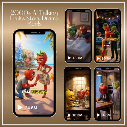 2000+ AI Talking Fruit Videos Bundle | Romance, Drama & Family Story Reels | Viral Content for TikTok and Instagram | Fruit Love Fruit Islan