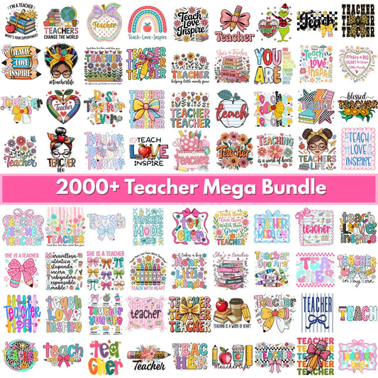 2000+ Teacher's Day Png Bundle, Teacher appreciation png, Teacher life Sublimation, Retro Best Teacher Ever, Teach png, Teacher mega bundle