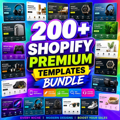 200+ Shopify Templates Bundle, Shopify Custom Website Design, eCommerce Website Themes, Custom Shopify Theme Design, Instant Download