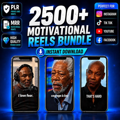 2500+ Motivational Reels Bundle | Business Motivation Videos | TikTok, Instagram Reels & YouTube Shorts | PLR MRR | Digital Download