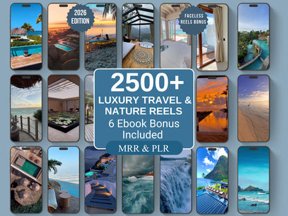 2500+ Travel & Nature Reels  Viral Social Media Video Bundle  MRR PLR Rights  Instant Download