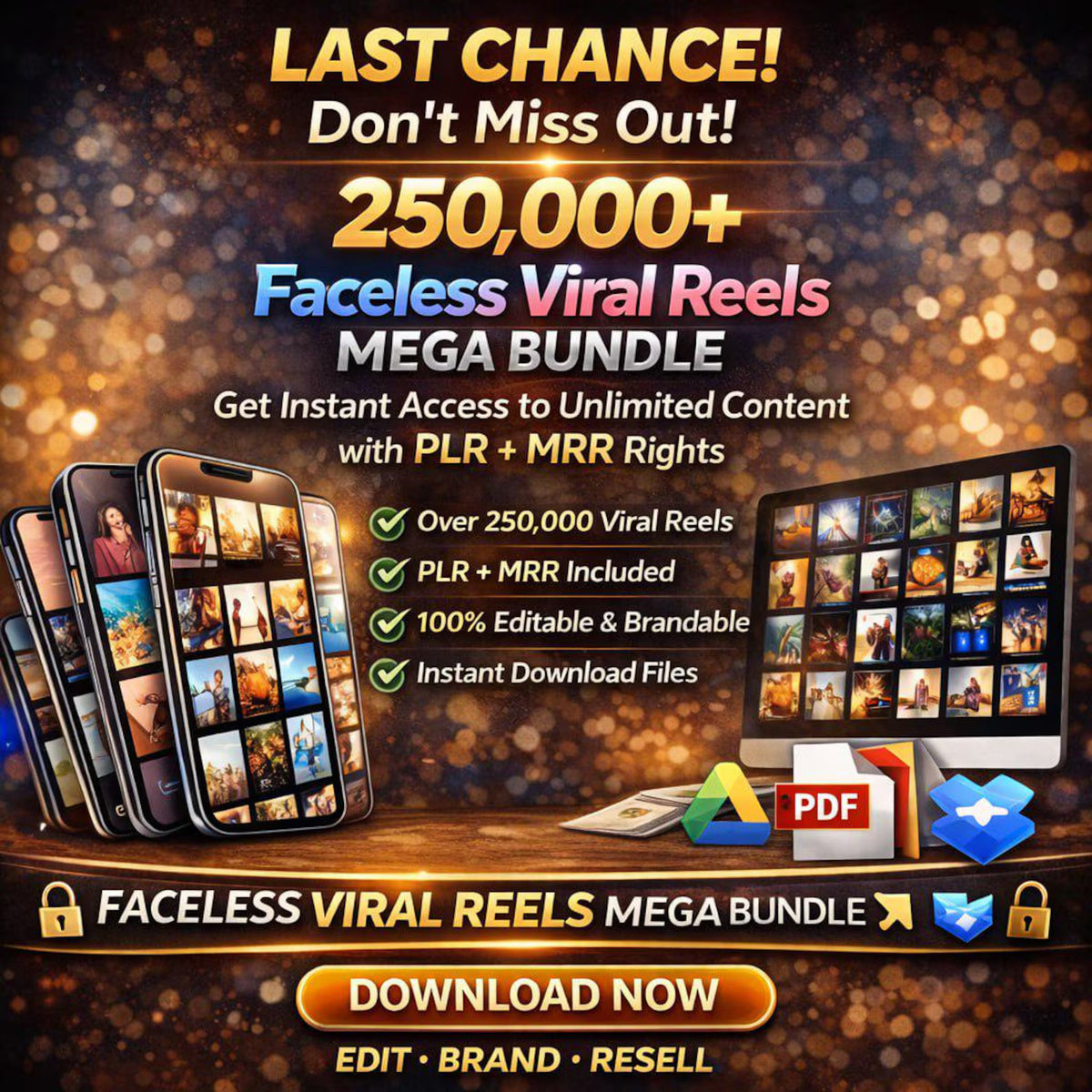 250,000+ Viral Reels Mega Bundle (PLR/MRR) | Faceless Reels Content | Instagram Reels, TikTok & YouTube Shorts