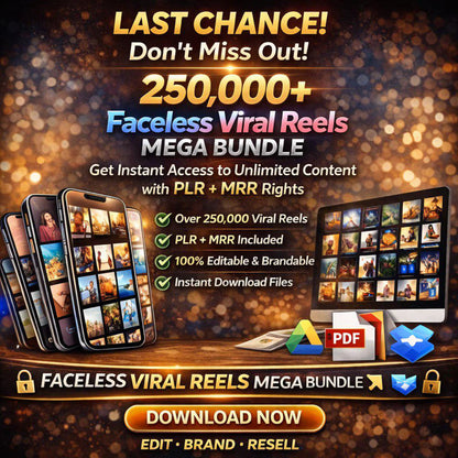 250,000+ Viral Reels Mega Bundle (PLR/MRR) | Faceless Reels Content | Instagram Reels, TikTok & YouTube Shorts