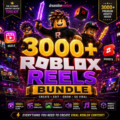 3000+ Roblox Reels Bundle | Viral TikTok & YouTube Shorts Clips, Templates, Thumbnails, Sound Effects, Music Gaming Assets