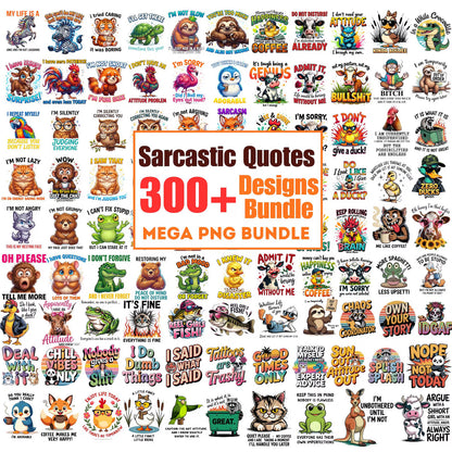 300+ Sarcastic Quotes PNG Mega Bundle | Funny Meme Clipart Mega Pack | Funny Quote Designs for T-Shirts, Stickers, Mugs | Digital Download