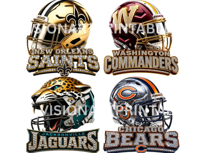 32 Football Team Helmets PNG SVG Bundle | Game Day Mascot Clipart (Digital Download), RhinestoneSublimationGraphics