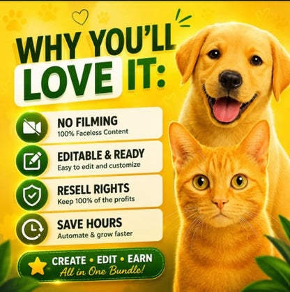 4000+ Viral Pet Videos Dog & Cat Reels, PLRMRR Rights