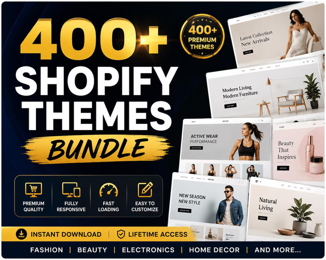 400+ Shopify Themes Bundle | eCommerce Store Templates (Instant Download)