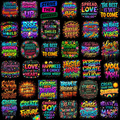 40 Motivational PNG Bundle, Inspirational Quote Designs, Positive Mindset Sublimation PNG, Encouraging Sayings, Digital Download