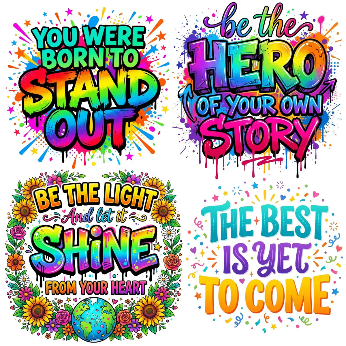 40 Motivational PNG Bundle, Inspirational Quote Designs, Positive Mindset Sublimation PNG, Encouraging Sayings, Digital Download