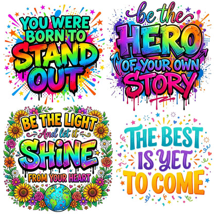 40 Motivational PNG Bundle, Inspirational Quote Designs, Positive Mindset Sublimation PNG, Encouraging Sayings, Digital Download
