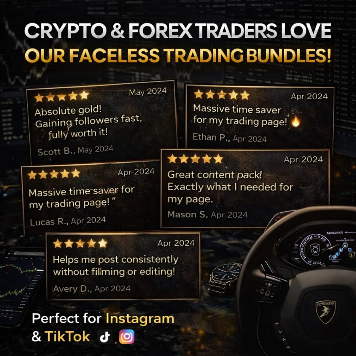 40,000+ Crypto, Trading & Money Motivation Reels  Faceless Instagram And TikTok Content Bundle