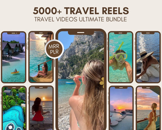 5000+ Travel Reels, Faceless Reels, Instagram Reels, Travel Videos, Faceless Videos, Master Resell Rights, MRR PLR, DFY Reels
