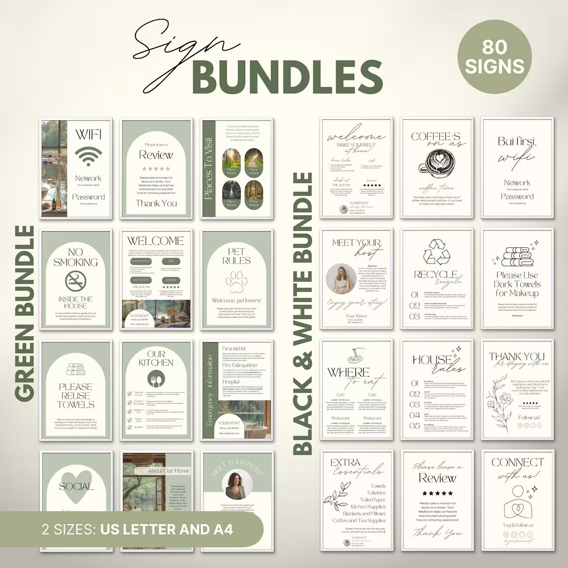 500+ Airbnb Host Bundle: Welcome Book, Signs, Social Media, Checklist (Canva)