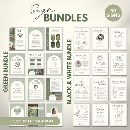 500+ Airbnb Host Bundle: Welcome Book, Signs, Social Media, Checklist (Canva)