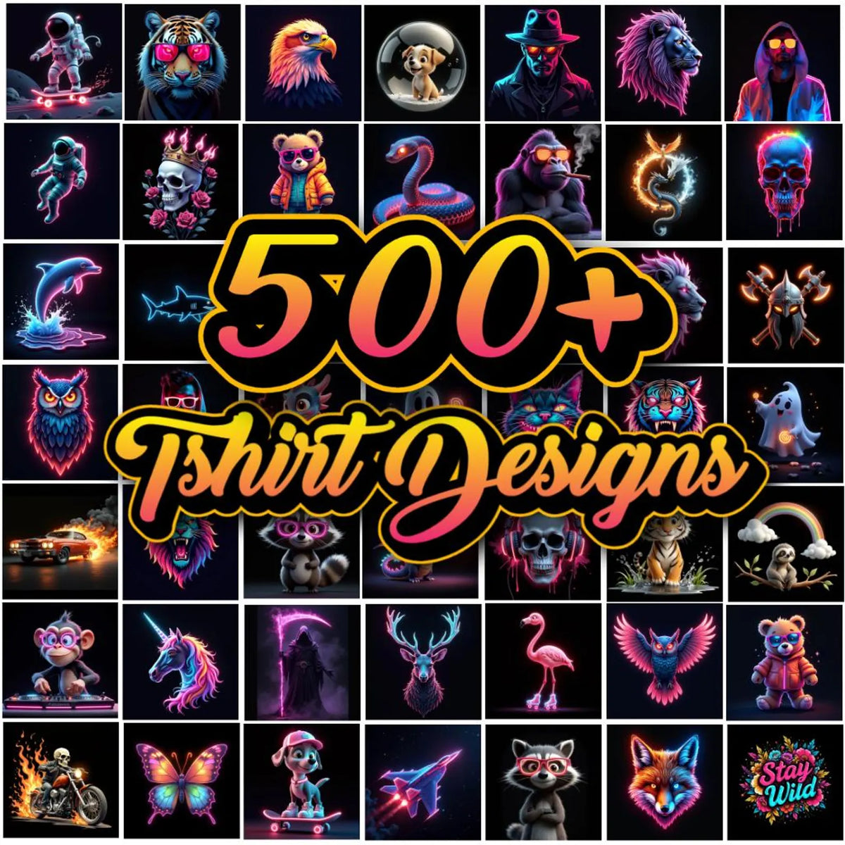 500 T-Shirt Designs Bundle Artistic T-Shirt Designs Colorful Tshirt PNG Modern T-Shirt for Men Woman Kids Digital Download