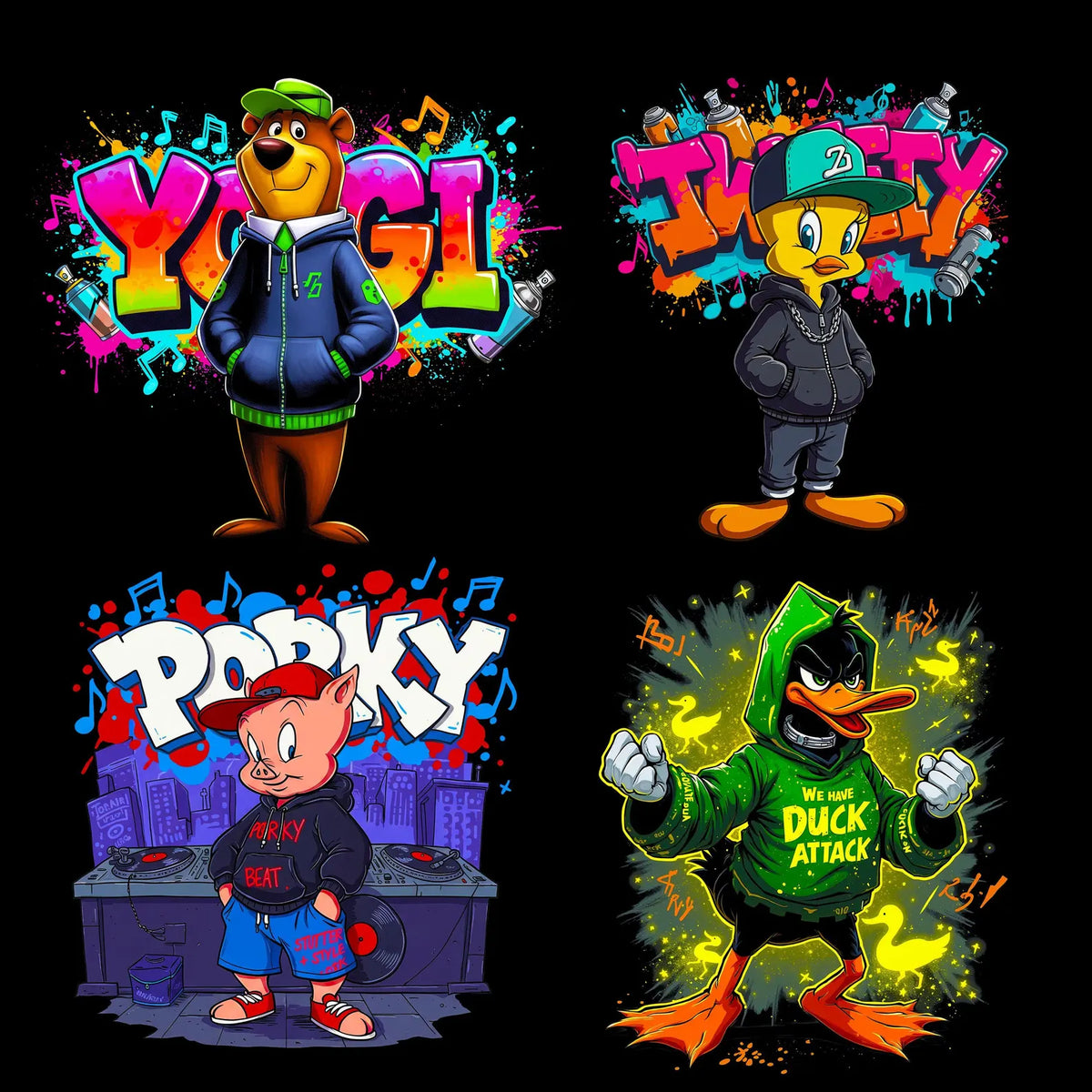 50+Cartoon Character T-Shirt Design Bundle – Digital Download PNG – 300 DPI High-Resolution Printable Art