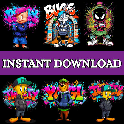 50+Cartoon Character T-Shirt Design Bundle – Digital Download PNG – 300 DPI High-Resolution Printable Art