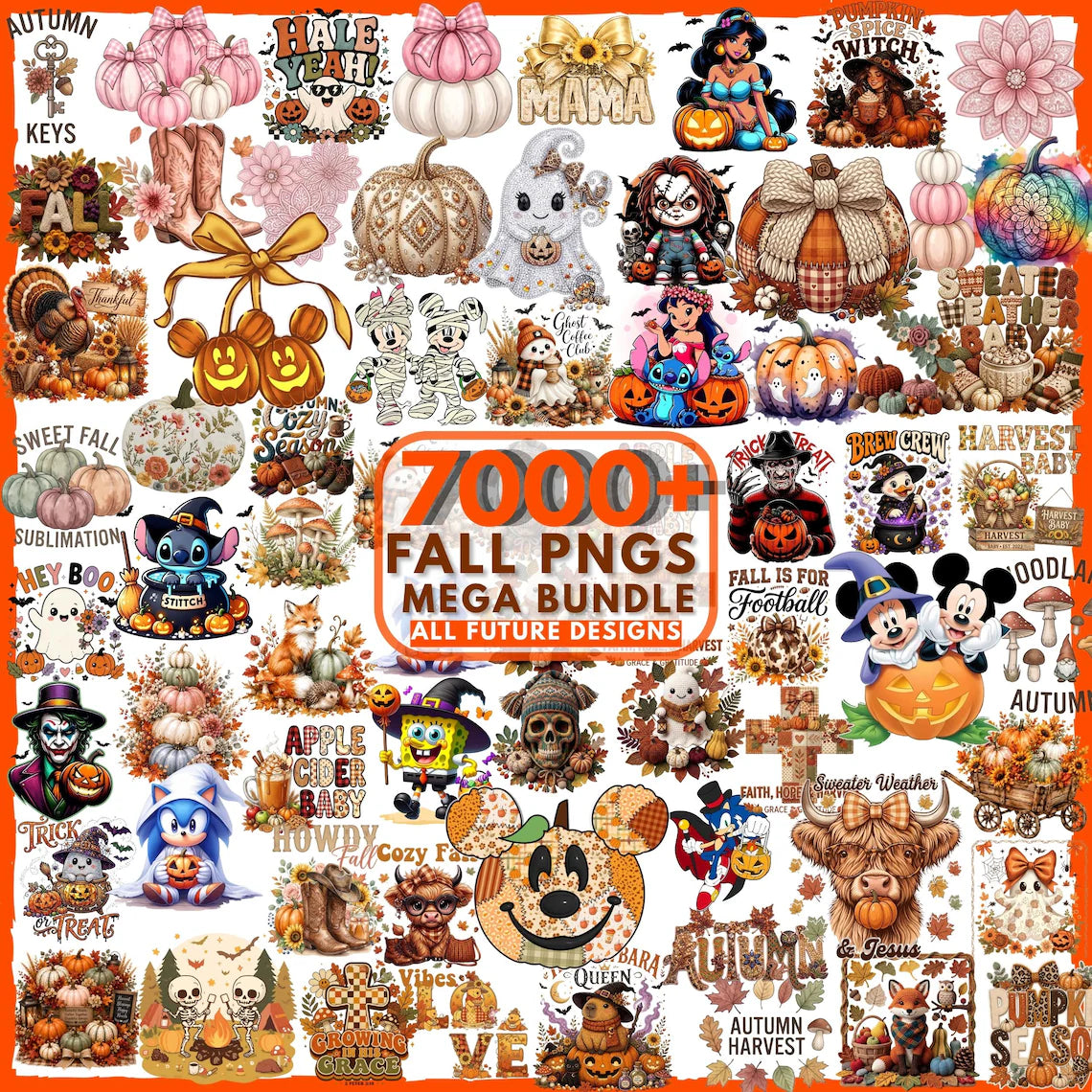 7000+ Fall Bundle Png, Autumn Bundle Png, Fall Mega Bundle Png, Thanksgiving Bundle Png, Fall Design Bundle,Pumpkin Spice PNG, Spooky Png