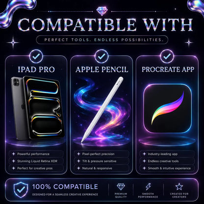 70+ Holographic Procreate Brushes | Glitter, Chrome, Foil (Digital Download)