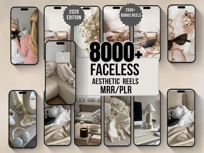 8000+ Faceless Reels | Viral Aesthetic Videos | Digital Marketing Bundle | Canva Editable | PLR & MRR | Passive Income Content