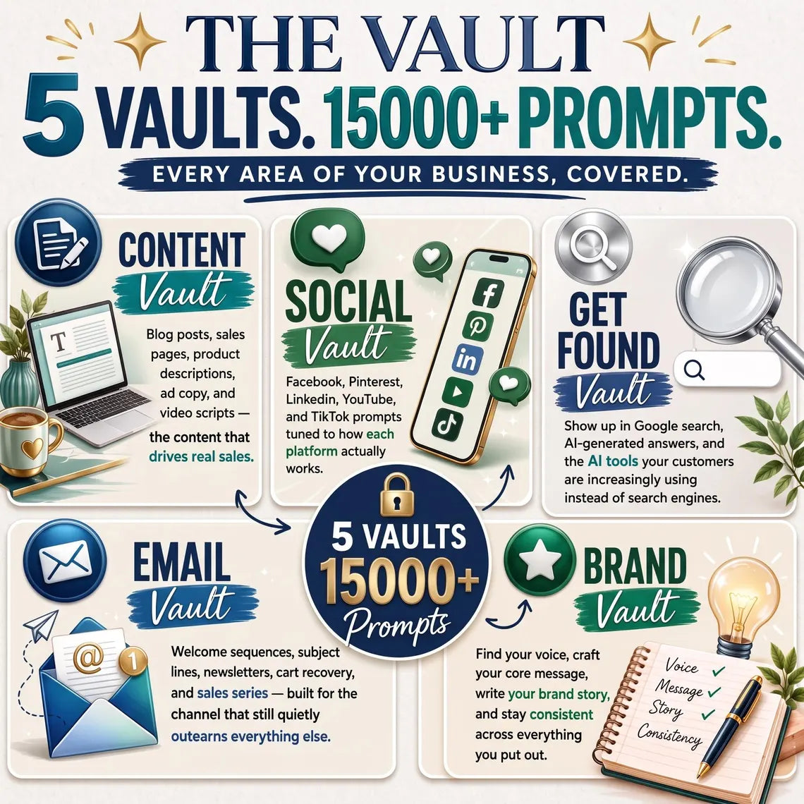 AI Marketing Prompts for Small Business | ChatGPT, Claude Content Strategy (Digital Download)