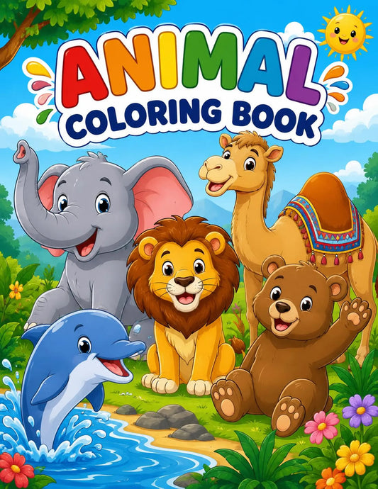 Animal Coloring Book for Kids, Printable Activity Pages (Digital Download)
