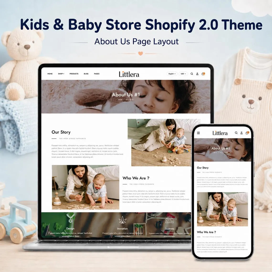 Baby Store Shopify Theme | Kids Clothing, Toy Shop & Nursery Ecommerce Template, Shopify 2.0 | Digital Download