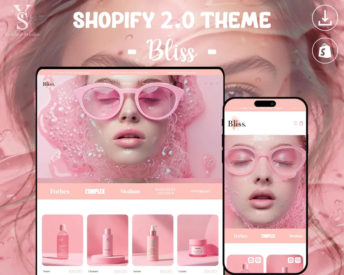 Beauty & Skincare Shopify Store Theme | Cosmetics Ecommerce Template | Modern Self-Care Website Design